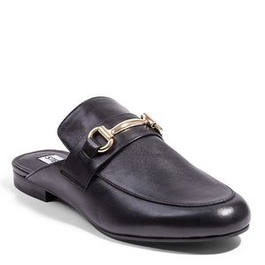 Black leather loafers